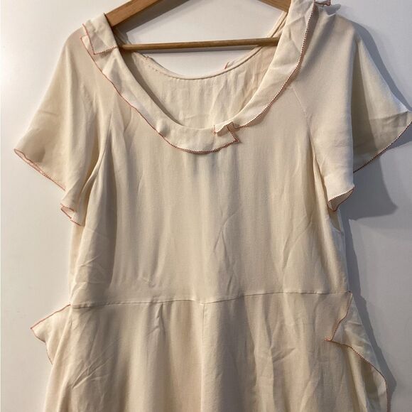 3.1 Phillip Lim Cream Flutter Sleeve Blouse Peter Pan Collar Top - Picture 4 of 13